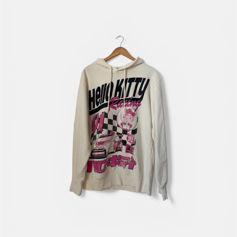 Sanrio Hello Kitty Racing Hoodi - Cream and Pink